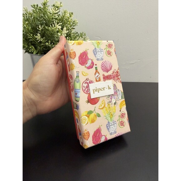 Piper K Tini Time Martini Glass Keychain Bag Charm Blue Stripe Olive Retro NIB - Picture 6 of 10